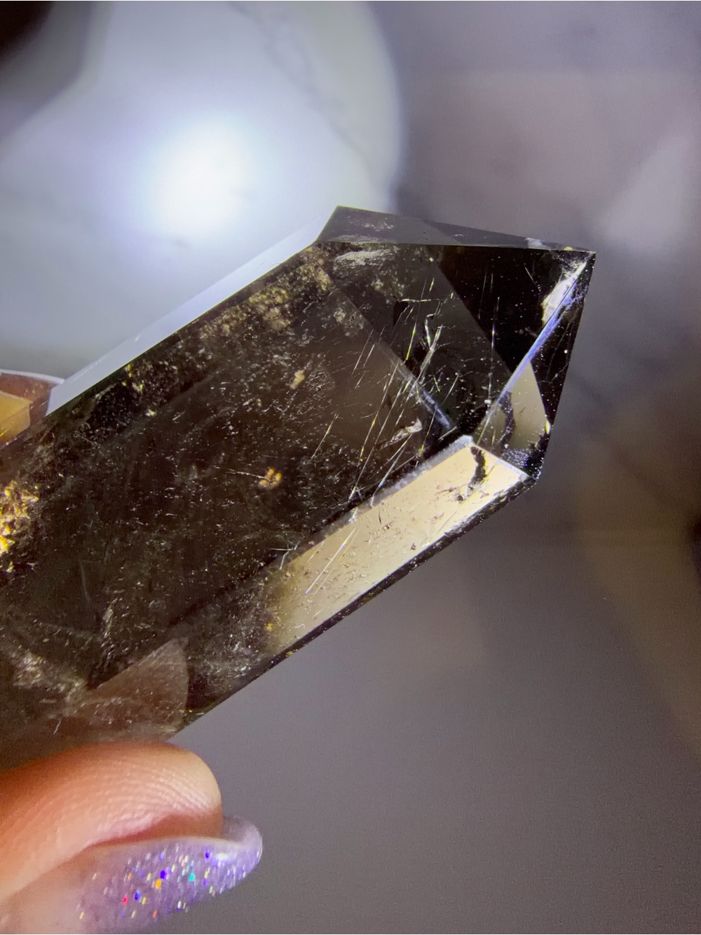 Smoky Rutilated Quartz Tower,High Clarity Smoky Quartz with Golden Rutile,A577